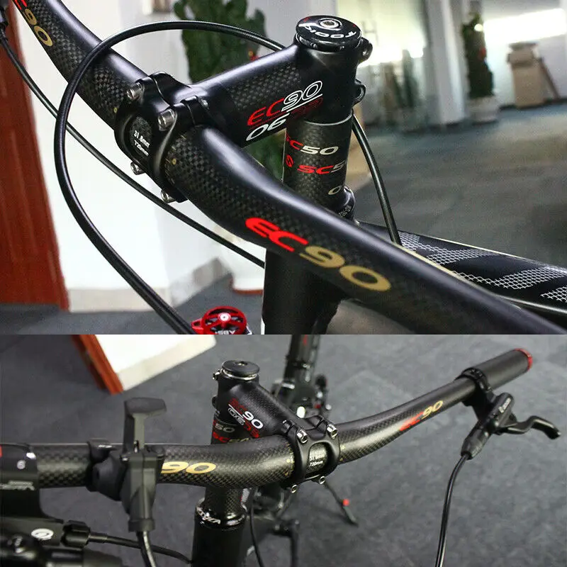 Manillar de bicicleta de fibra de carbono EC90, ultraligero, 25,4/31,8mm, MTB, 660/680/700/720/740/760mm, barra plana/elevadora, pieza de bicicleta