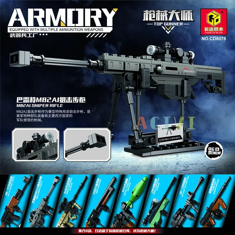 Bloques de Construcción Técnicos, Juguetes de Armas, Modelo de Pistola AK47, Revólver, Subfusil y Francotirador para Niños