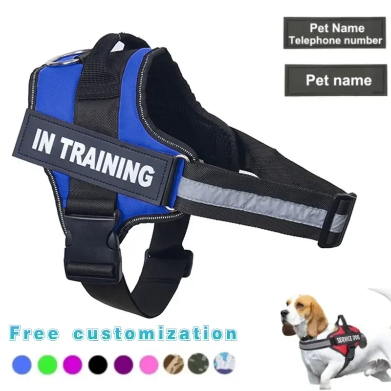 Dropshipping, arnés para perro, ID, parche personalizado, reflectante, transpirable, sin tirones, arnés para mascotas, chaleco, accesorios de entrenamiento para perros