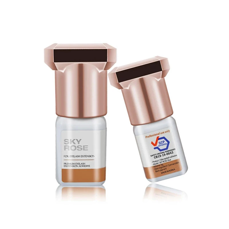 5 botellas de pegamento rosa cielo Original Corea Flase suministros de extensión de pestañas 5ml herramientas de maquillaje para tienda de belleza adhesivo saludable