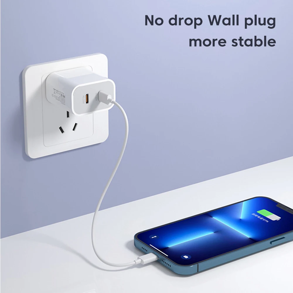 Olaf 40W USB C cargador de carga rápida QC 3,0 cargador Dual PD tipo C adaptador de cargador rápido para iPhone Xiaomi Samsung Huawei teléfono
