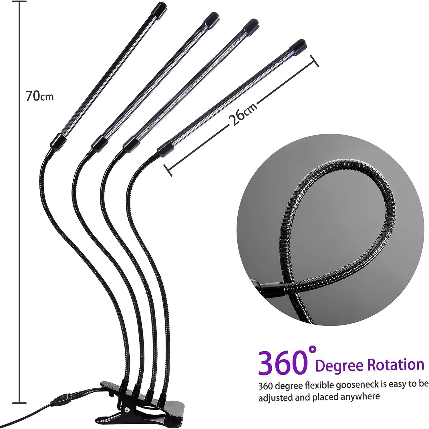 Phytolamp de luz LED USB de 3 colores para plantas con Control, luces Fitolamp de espectro completo, lámpara Phyto con Clip para plántulas de flores para el hogar