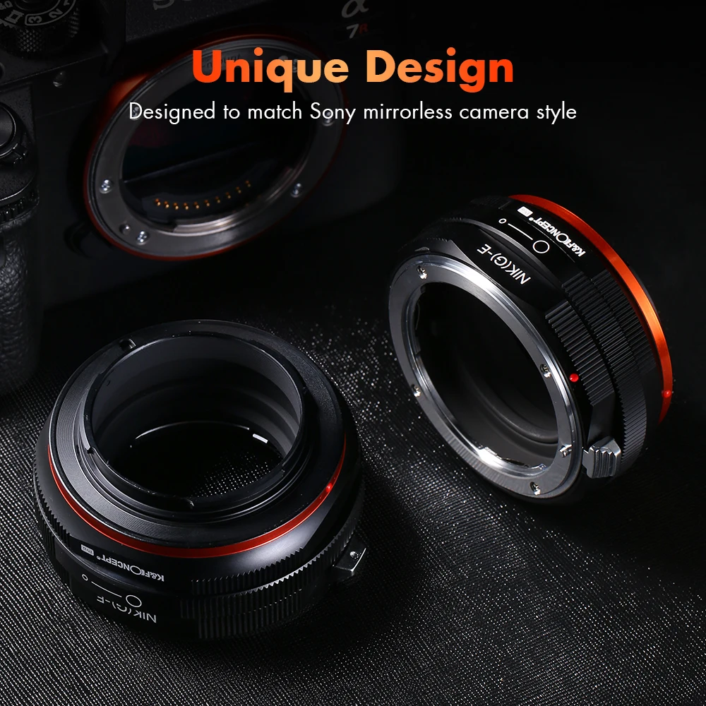 Adaptador de Montura de Lente de Cámara K&F CONCEPT para Lentes Nikon F AI Mount Tipo G a Cámaras Sony Serie E con Anillo de Control de Apertura