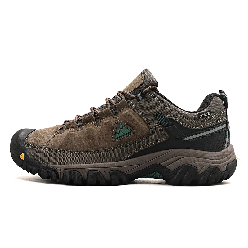 HIKEUP, nuevos zapatos de senderismo para hombre, zapatos de escalada de cuero duraderos de alta calidad, zapatillas para caminar al aire libre, suela de goma, salida de fábrica