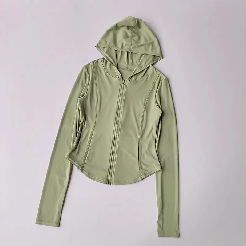 Chaquetas con capucha para correr para mujer, abrigo de ciclismo, ropa de Yoga, camisa para trotar, medias finas, ropa deportiva para exteriores