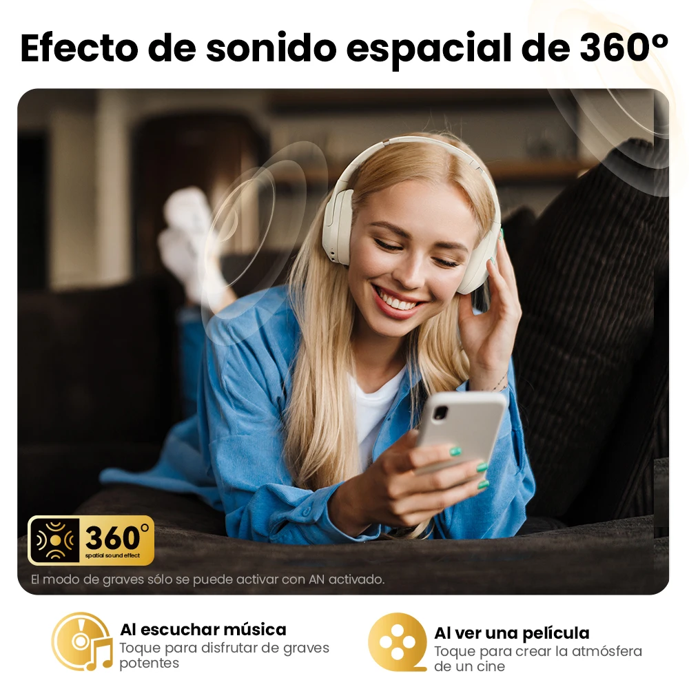 HAYLOU S30 Auriculares inalámbricos Bluetooth 5.4 con micrófono Auriculares con cancelación de ruido Hi-Res Audio 43dB Auriculares activos con controlador de 40mm