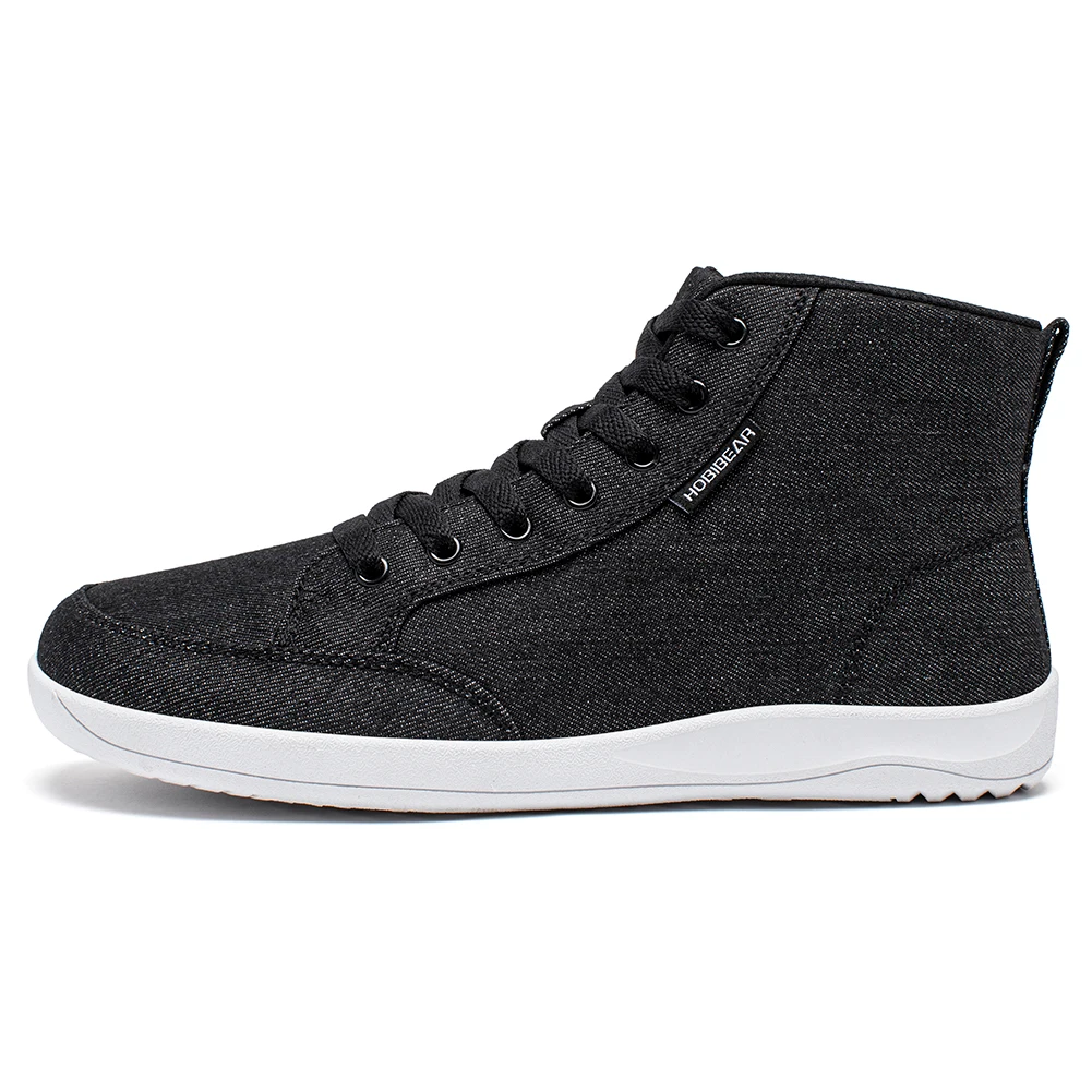 HOBIBEAR Zapatos descalzos de caña media, zapatillas de lona con punta ancha Unisex, zapatos para caminar al aire libre con cordones y caída cero