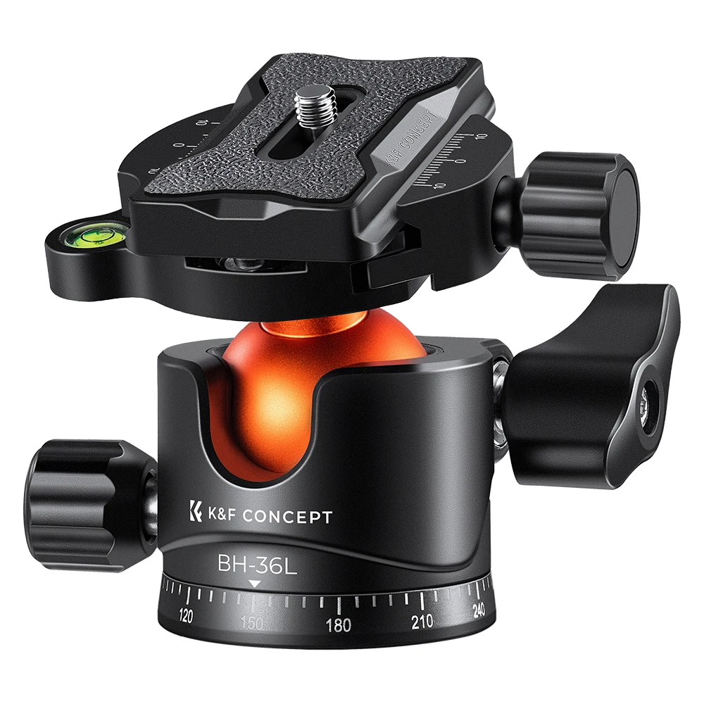 Adaptadores de cabezal esférico para trípodes K&F CONCEPT, cabezal esférico de 360 grados con liberación rápida de 1/4 de pulgada para trípodes DSLR, monopods y videocámaras.