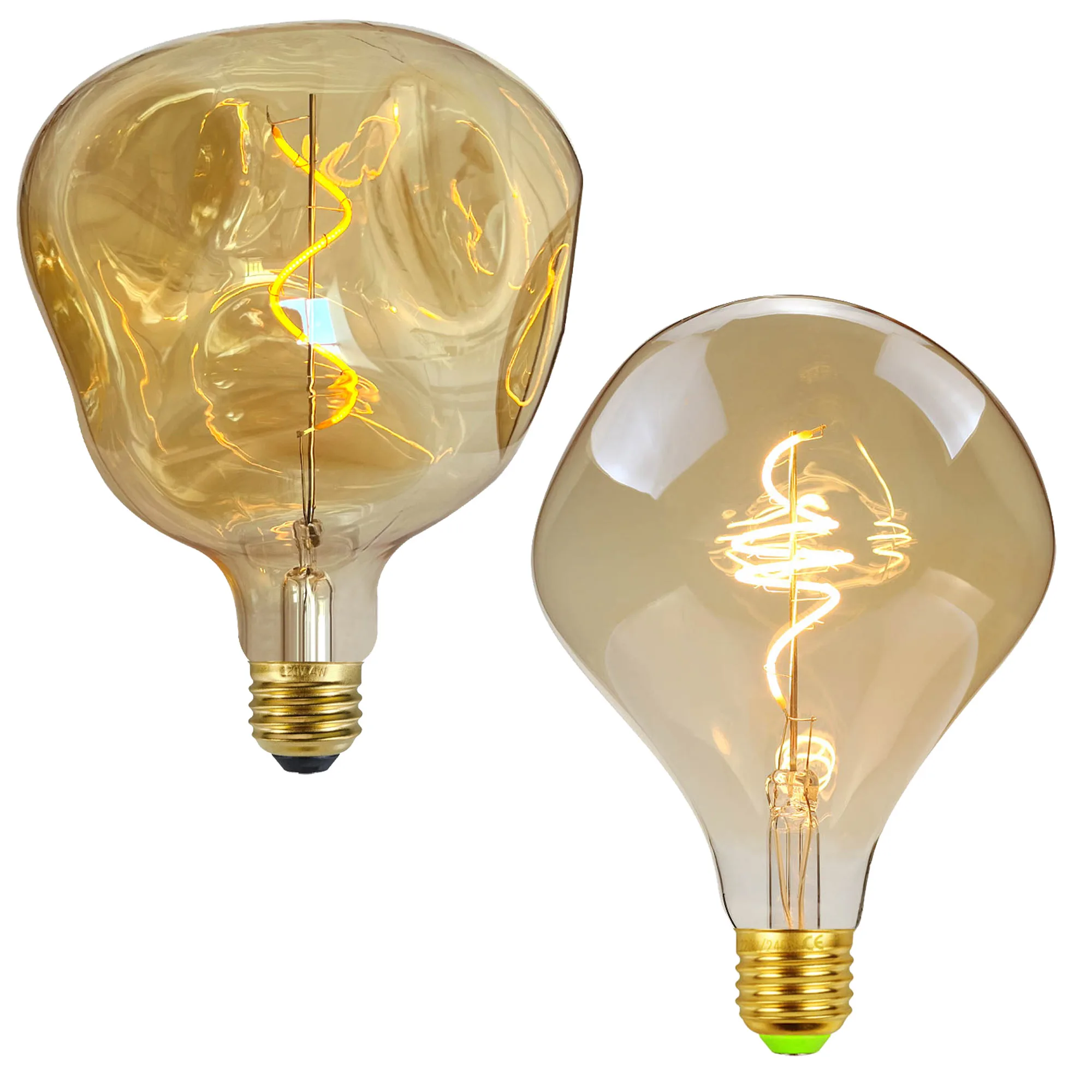 TIANFAN-bombilla Led Edison de forma especial Alien G125, 4W, regulable, 220-240V, E27, decorativa, ámbar, súper cálida