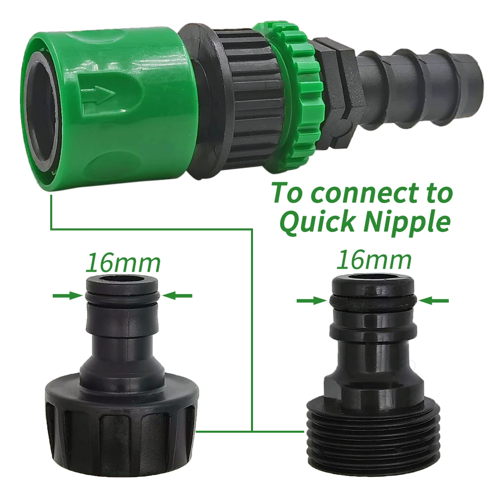 Tetina de conector rápido EURO USA, adaptador de tubo de manguera roscada macho de 3/4 pulgadas para sistema de riego por goteo de tubería de jardín