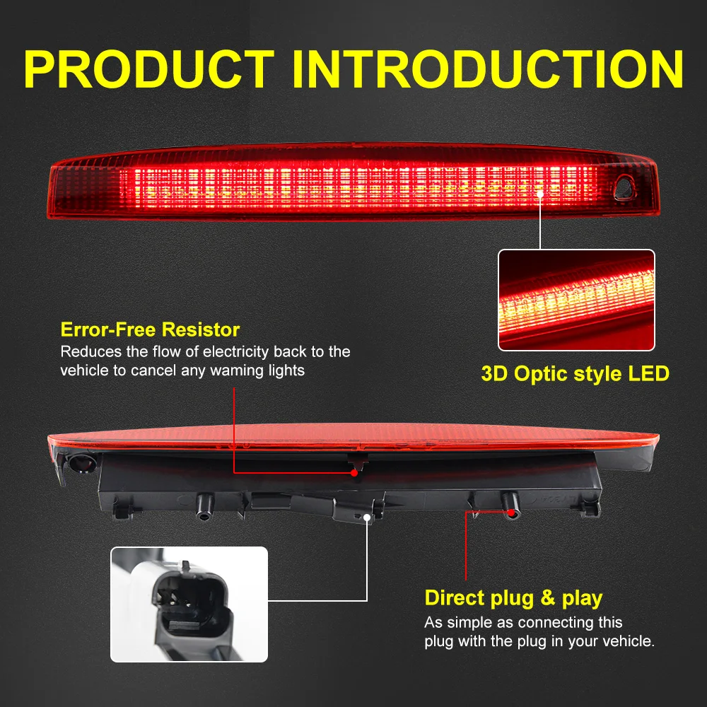 1 tercera tercera luz de freno, lámpara de freno LED para Renault Megane MK II 2003-2008 luz trasera, carcasa roja OEM: 8200175538