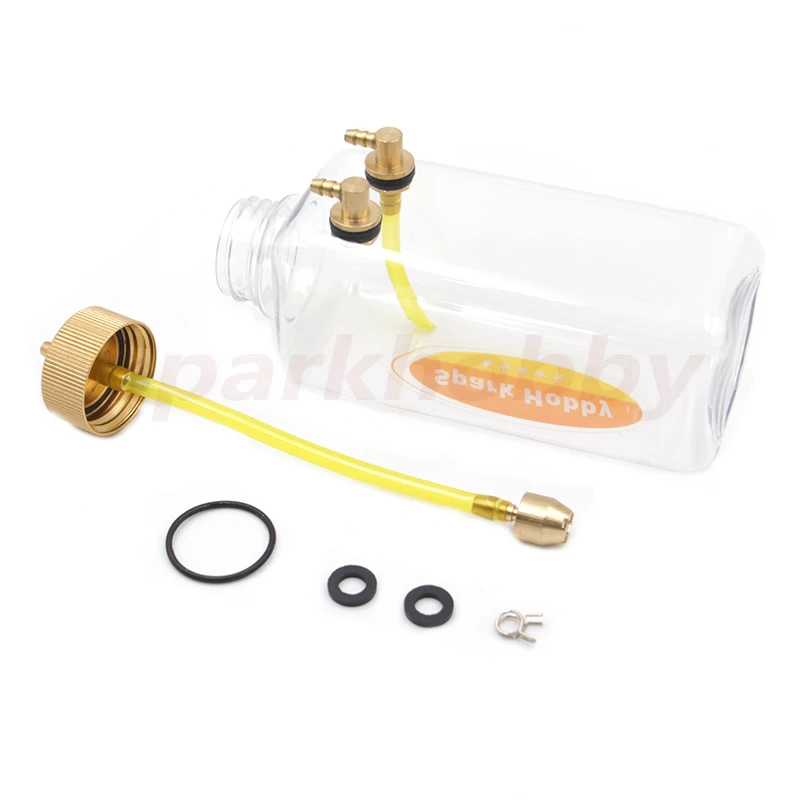 Tanque de combustible de plástico RC, cubierta de aleación de aluminio CNC para modelo de avión de Nitro y Gas RC, 260/360/500/700 CC/ml, 1 Juego