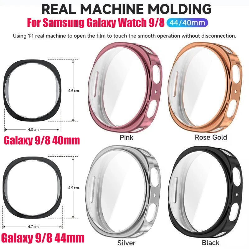 Funda con revestimiento de TPU para Samsung Galaxy Watch 9, protector de pantalla de 40mm y 44mm, fundas protectoras para Galaxy Watch 8 de 44MM y 40MM