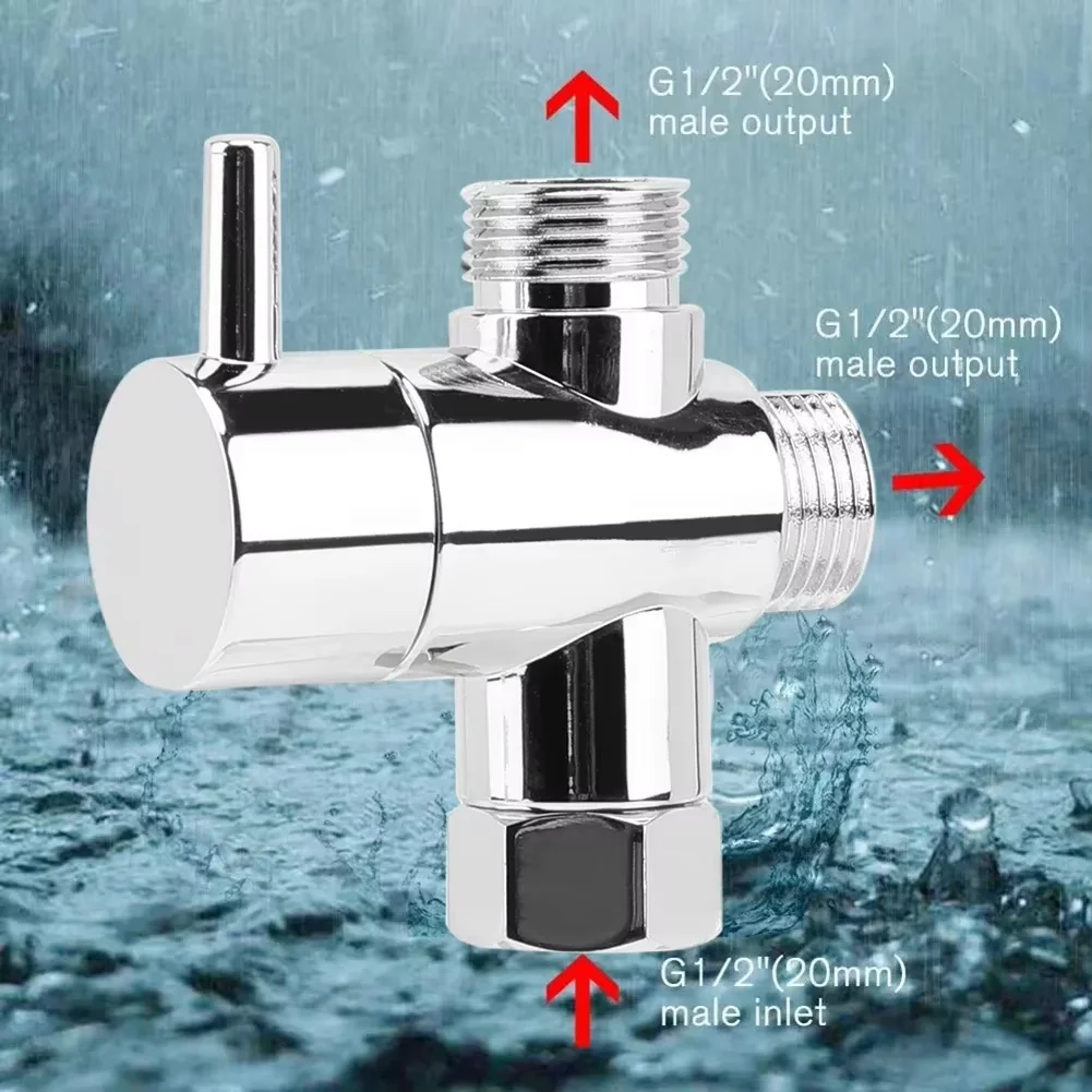 Válvula desviadora de 3 vías, adaptador en T, convertidor para ducha, conector de latón para grifo de agua, separador de agua para grifo de baño