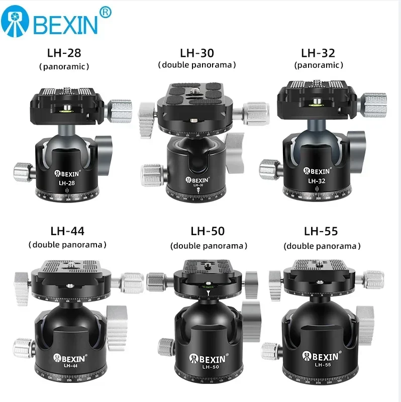 Centro de gravedad bajo, cabeza de bola para trípode de 55mm ~ 28mm, doble muesca en U, ajuste de amortiguación de perfil ultrabajo, cabezal de bola CNC de alta resistencia