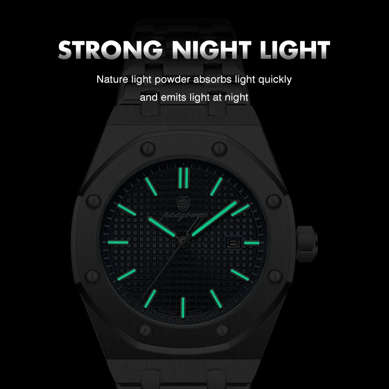 Reloj de cuarzo PAAZOMU cuadrado de lujo para hombre, reloj resistente al agua con fecha luminosa para hombre, relojes de negocios de acero inoxidable de alta calidad para hombre