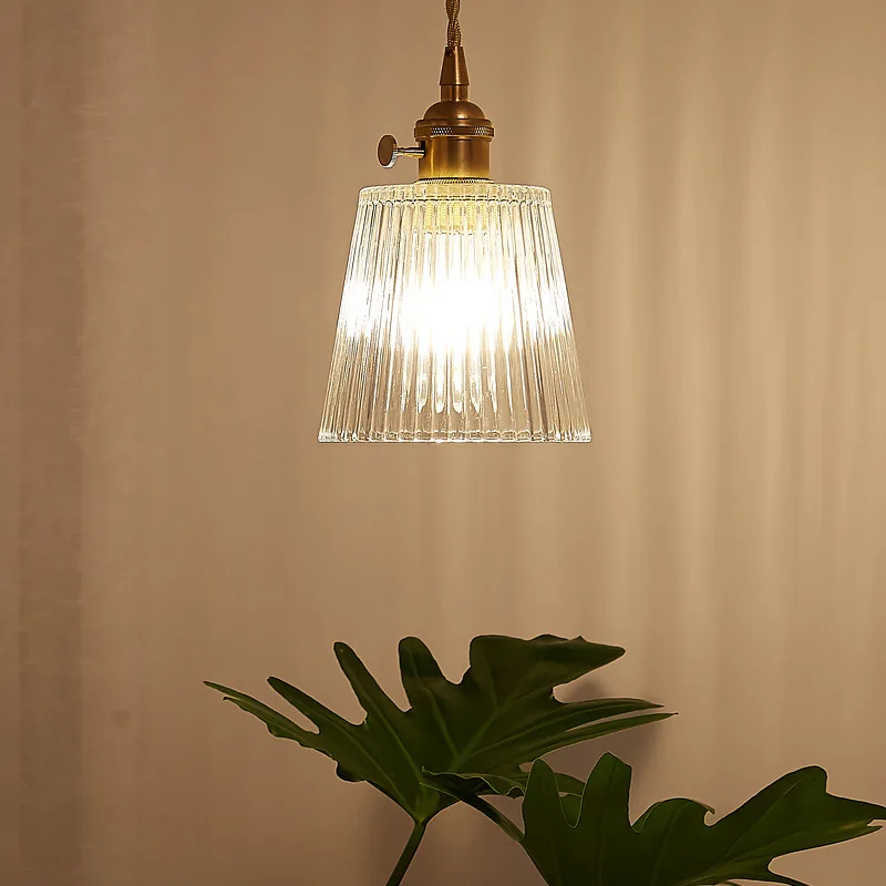 Lámpara colgante de cristal a rayas Noridc Vintage, luces colgantes Retro para comedor, cocina, decoración de cabecera de dormitorio, luz colgante