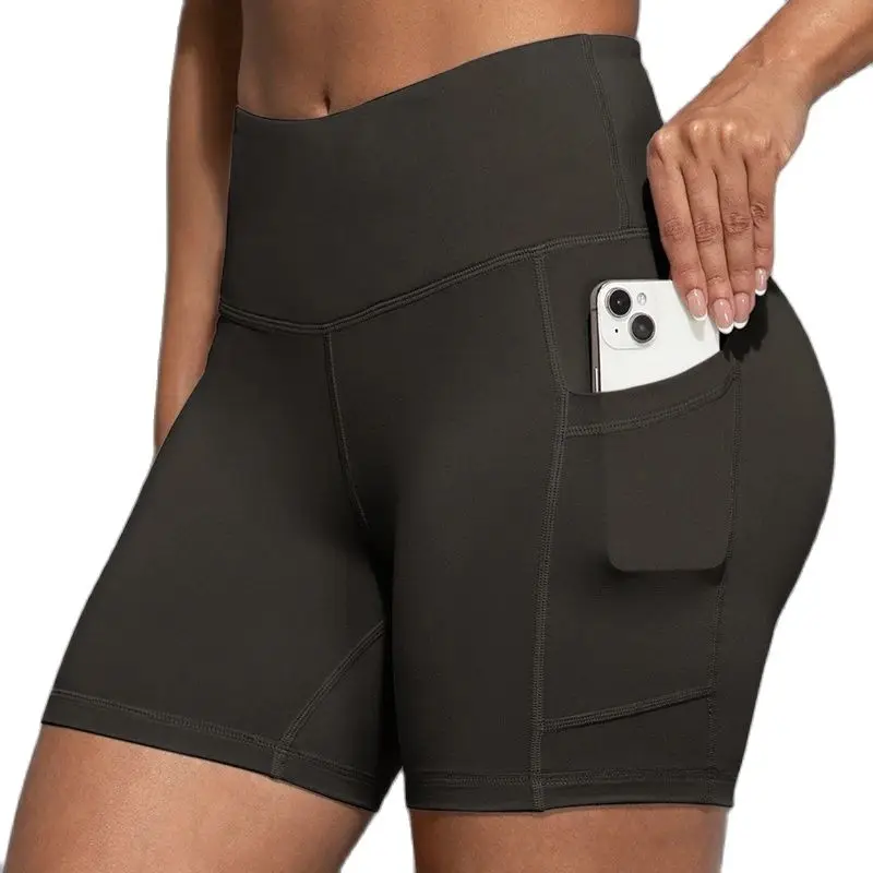 CHRLEISURE pantalones cortos de Yoga con bolsillos de cintura alta levantamiento de glúteos ciclismo ajustado elástico ajustado correr Fitness mujeres pantalones cortos ropa deportiva