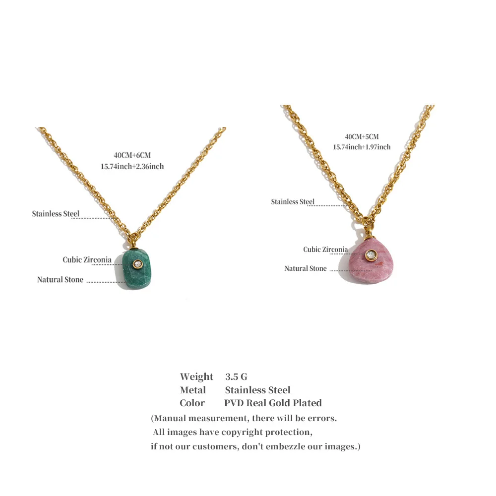 Yhpup Nuevas Llegadas Colgante de Collar Rectangular Triangular de Piedra Natural Exclusivo