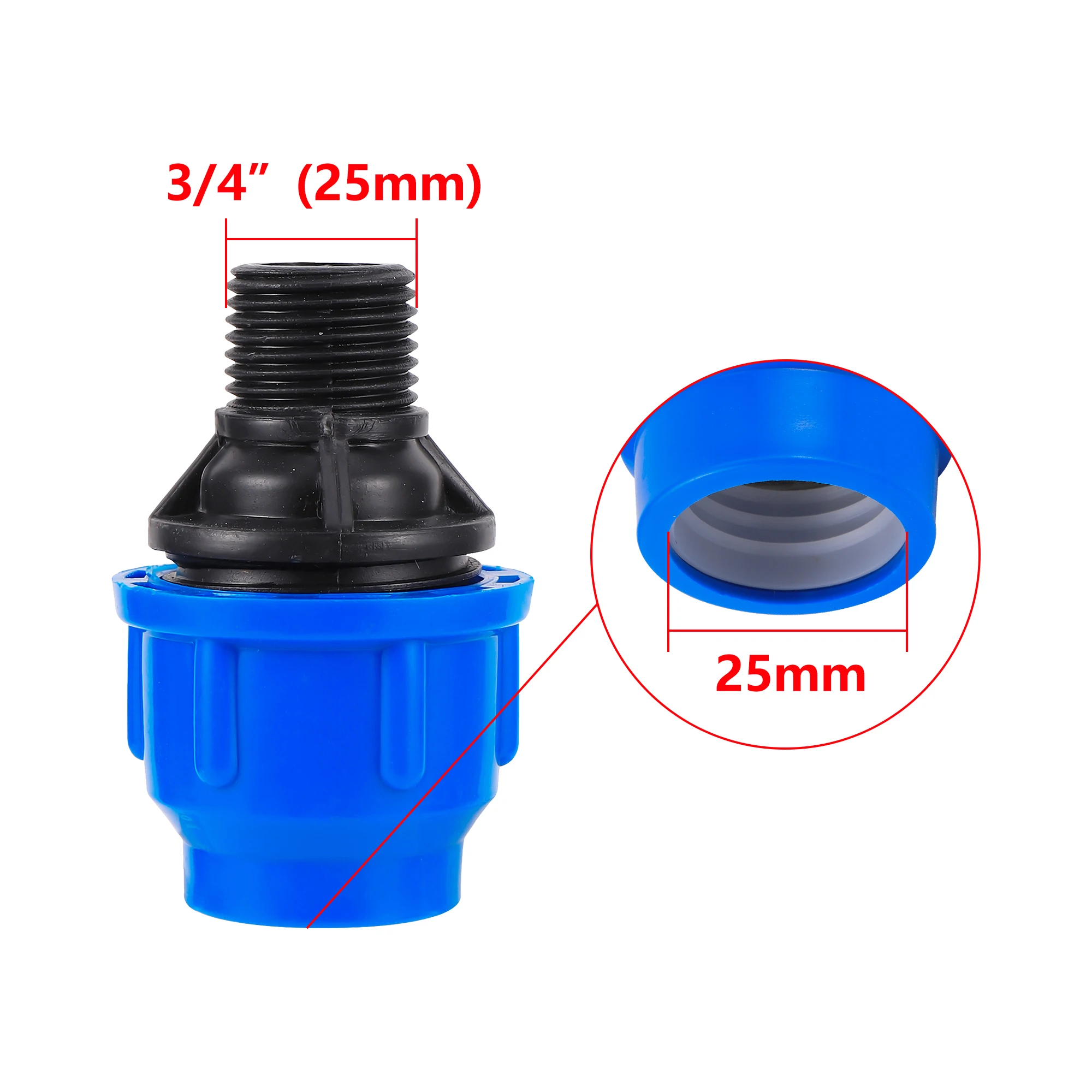 Adaptador de tubo de PVC PE 1/2 "3/4" 1 "1,2" 1,5 "macho a 20/25/32/40/50mm reductor adaptador de tubería de riego de jardín