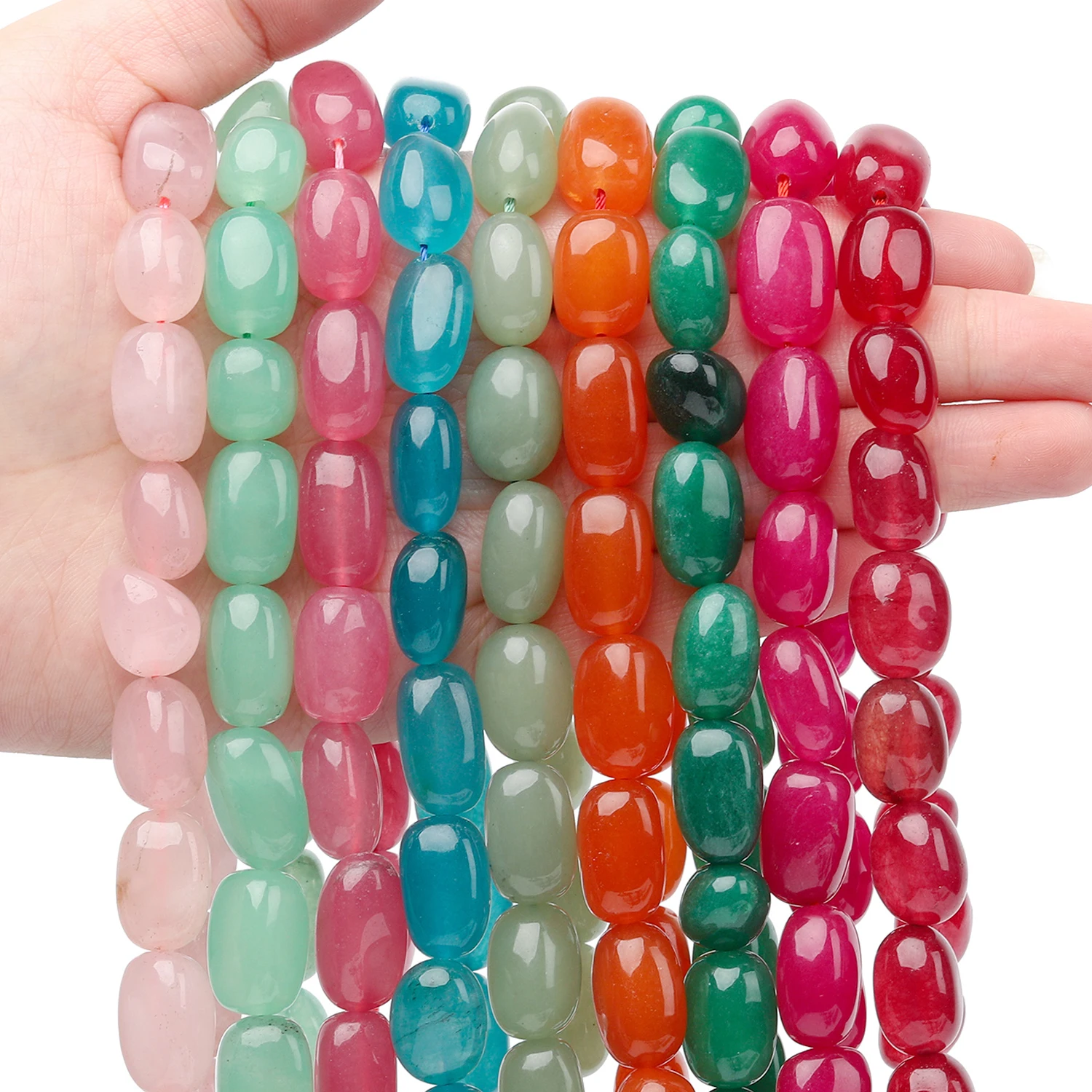 Cuentas de Calcedonia irregulares de 18x12mm, piedra Natural multicolor, cuentas espaciadoras sueltas para fabricación de joyería, accesorios de pulsera DIY de 15''