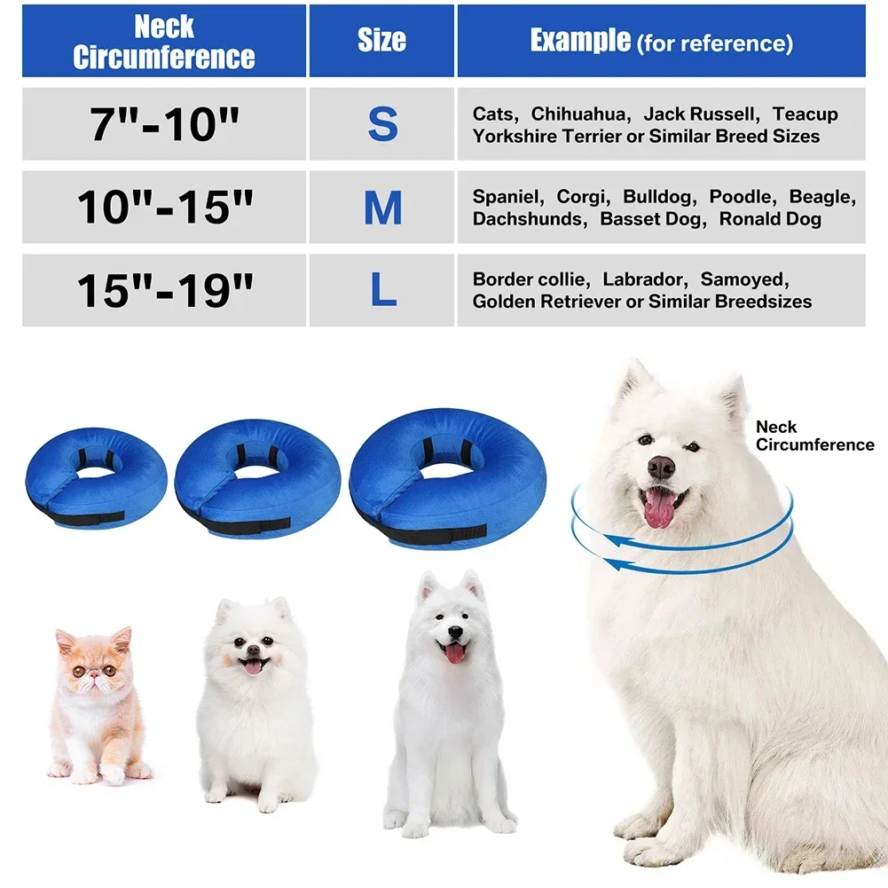 Conos para perros después de la cirugía, Collar protector inflable para perros, Collar de recuperación para mascotas, cono suave para mascotas para perros pequeños, medianos o grandes, gatos