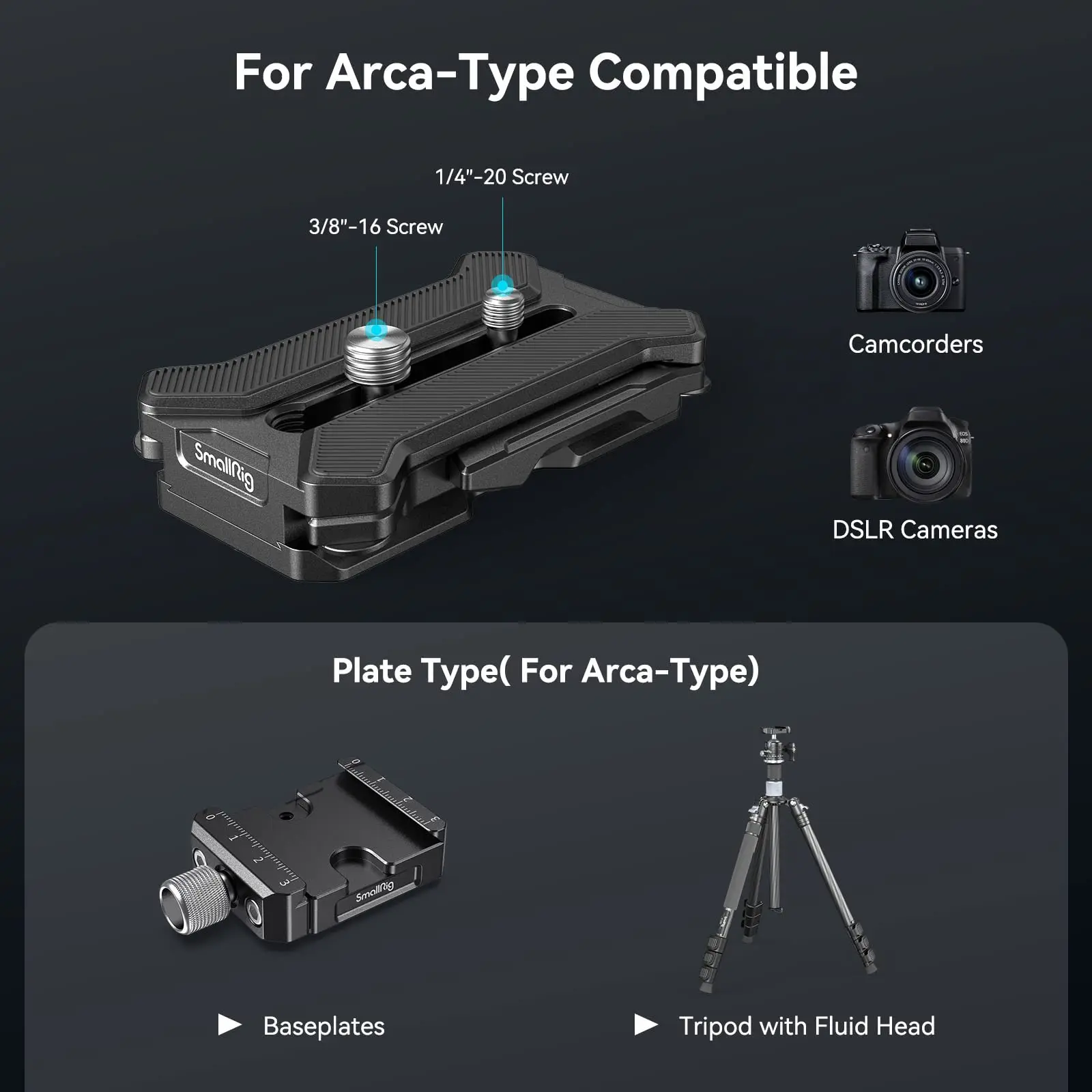 SmallRig-Placa de liberación rápida multifuncional, placa de liberación rápida Universal tipo Arca con soporte cuadruple plegable 3913