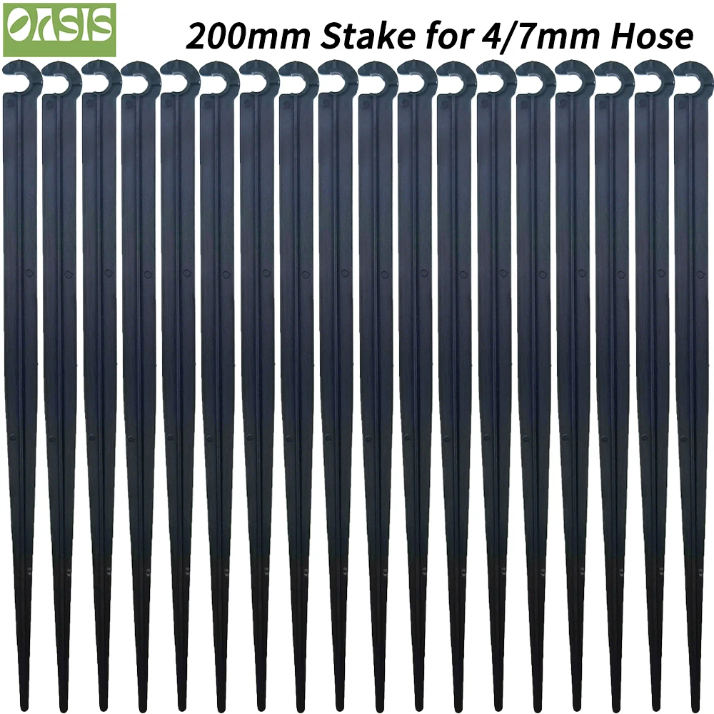 OASIS 50-1000 Uds jardín 1/4 "palo soporte de vástagos fijos 11cm 20cm para riego por goteo 4/7mm tubo de manguera insertando el suelo