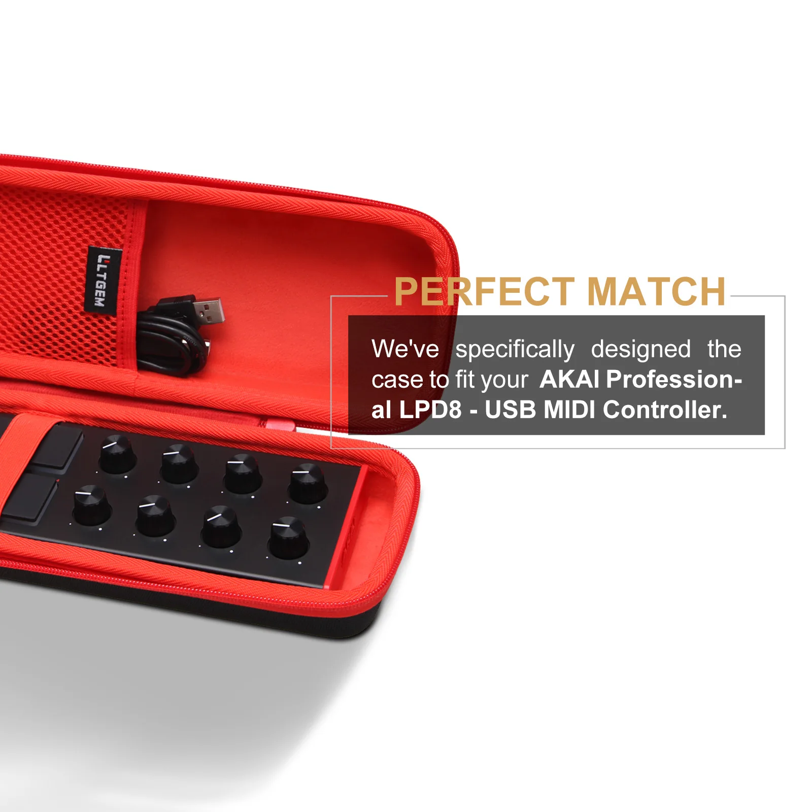 Estuche LTGEM para AKAI LPD8 Caja de almacenamiento de dispositivos de música con control MIDI USB profesional (¡solo estuche!)