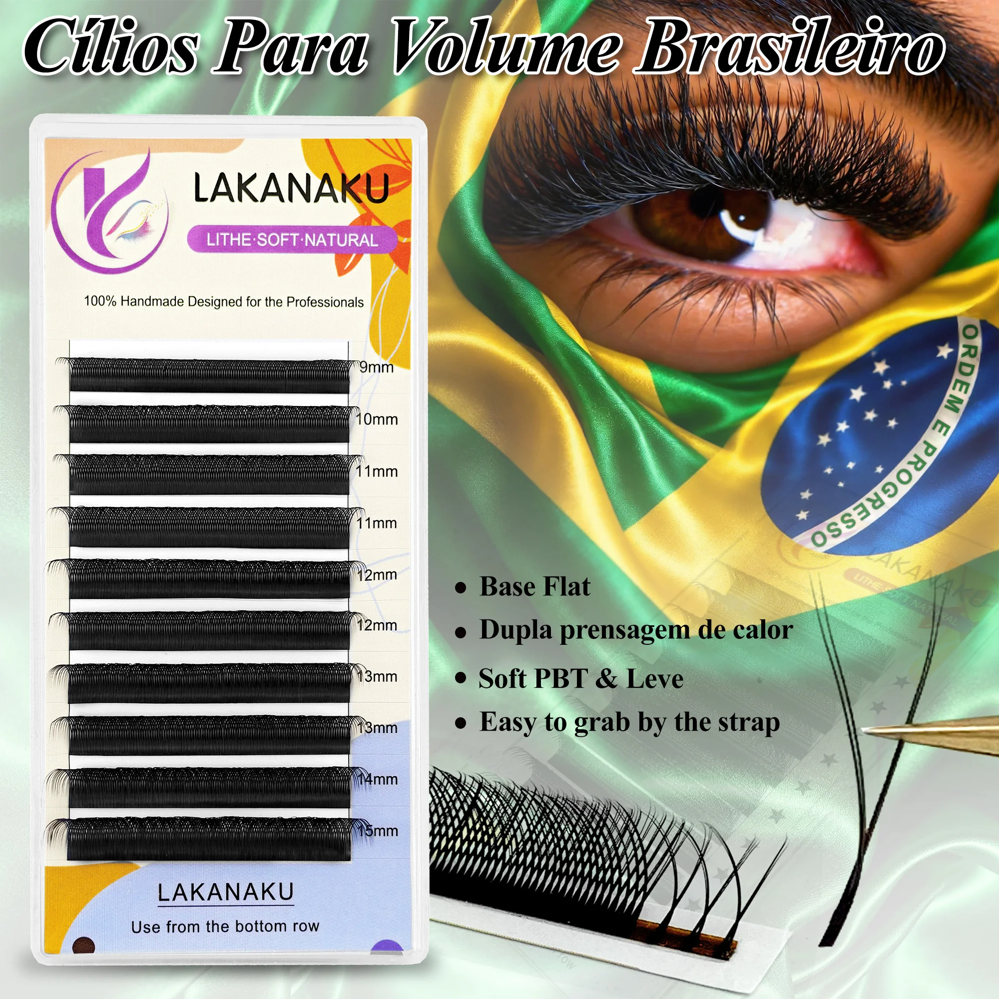 LAKANAKU 6 bandejas/set Extensiones de pestañas YY Fio, Pestañas YY de volumen natural suave, Abanicos prefabricados brasileños, Cilios