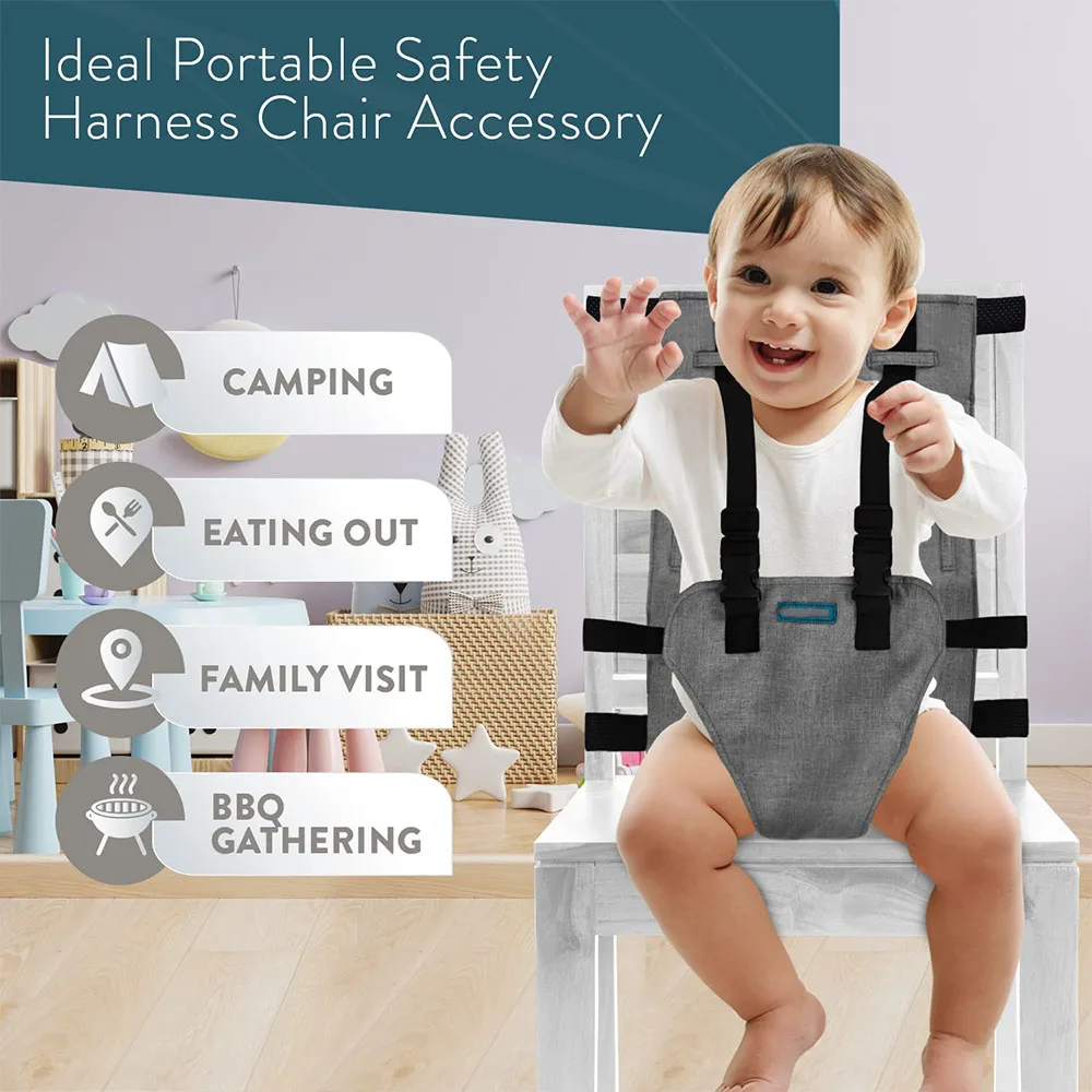 Arnés de asiento de seguridad portátil para silla alta de bebé para niños pequeños, funda de asiento de refuerzo fácil esencial para viajes de bebé para comer infantil