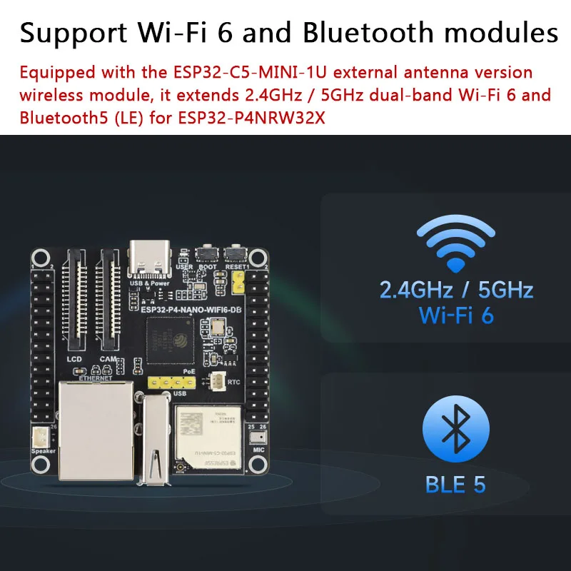 Placa de Desarrollo ESP32-P4-NANO-WIFI6-DB ESP32-P4NRW32X Wi-Fi 6 de Doble Núcleo Bluetooth 5 RISC-V con 16MB de Memoria Flash Integrada