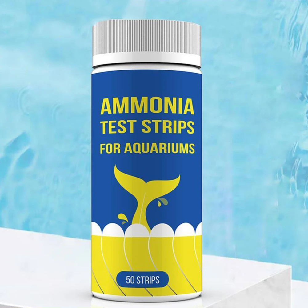 Kit de tiras reactivas de calidad del agua rápida, nitrógeno y amoniaco, 50 unidades, para acuario de agua dulce y salada, profesional