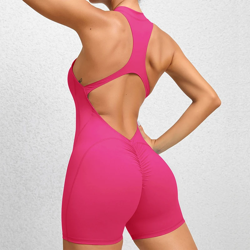 Mono Deportivo Corto de Verano sin Mangas para Mujer, Conjunto de Gimnasio, Ropa de Yoga, Traje de Una Pieza para Ejercicio, Bodysuit para Recreación al Aire Libre
