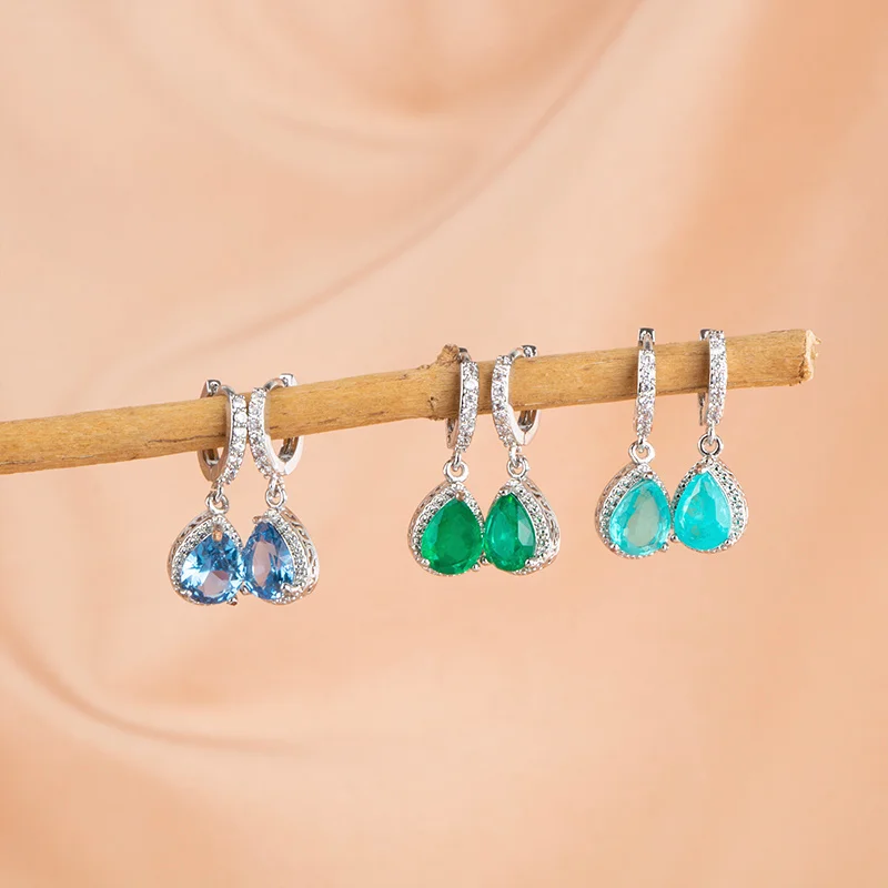 Pendientes de piedras preciosas de turmalina Paraiba brasileña de Cellacity para mujer, pendientes de plata de ley auténtica, regalo de fiesta 2023