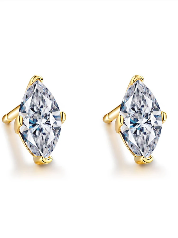 Pendientes Marquise de plata de ley 925 con diamantes de moissanita simples de 0,5 quilates para mujer, joyería fina de alta calidad para fiesta de aniversario