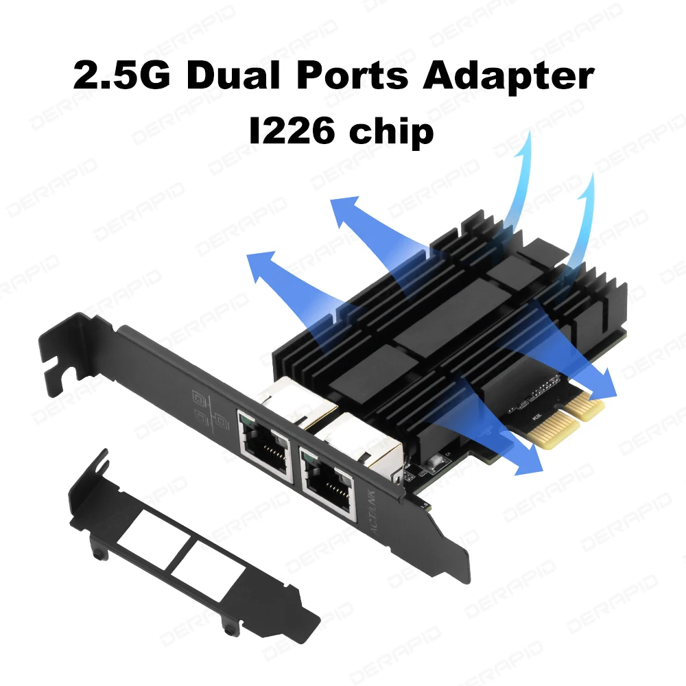 Tarjeta de red Pcie a RJ45 Intel I226 de 2500Mbps, Ethernet Gigabit de 2,5G, tarjeta de red de uno/dos puertos de 100/1000/2500Mbps para escritorio