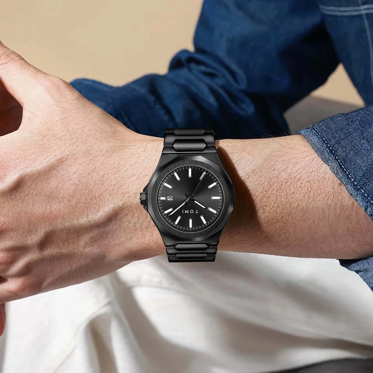 Reloj TOMI de lujo para hombre de negocios, conjunto con caja de regalo, caja de oro rosa de alta calidad, reloj de cuarzo Simple y versátil, reloj Masculino