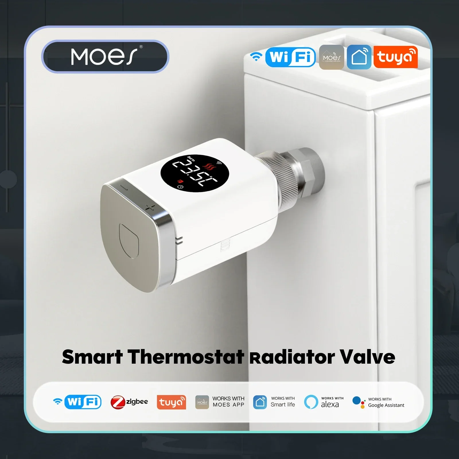 MOES-válvula termostática inteligente para radiador, Wifi/Zigbee, aplicación remota programable TRV, controlador de temperatura, compatible con Alexa y Google Home