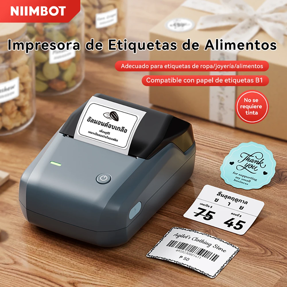 Niimbot-impresora de etiquetas térmica inalámbrica B1, precio de código de barras de etiquetas de alimentos, máquina de etiquetas de 20-50mm de ancho de impresión para el hogar