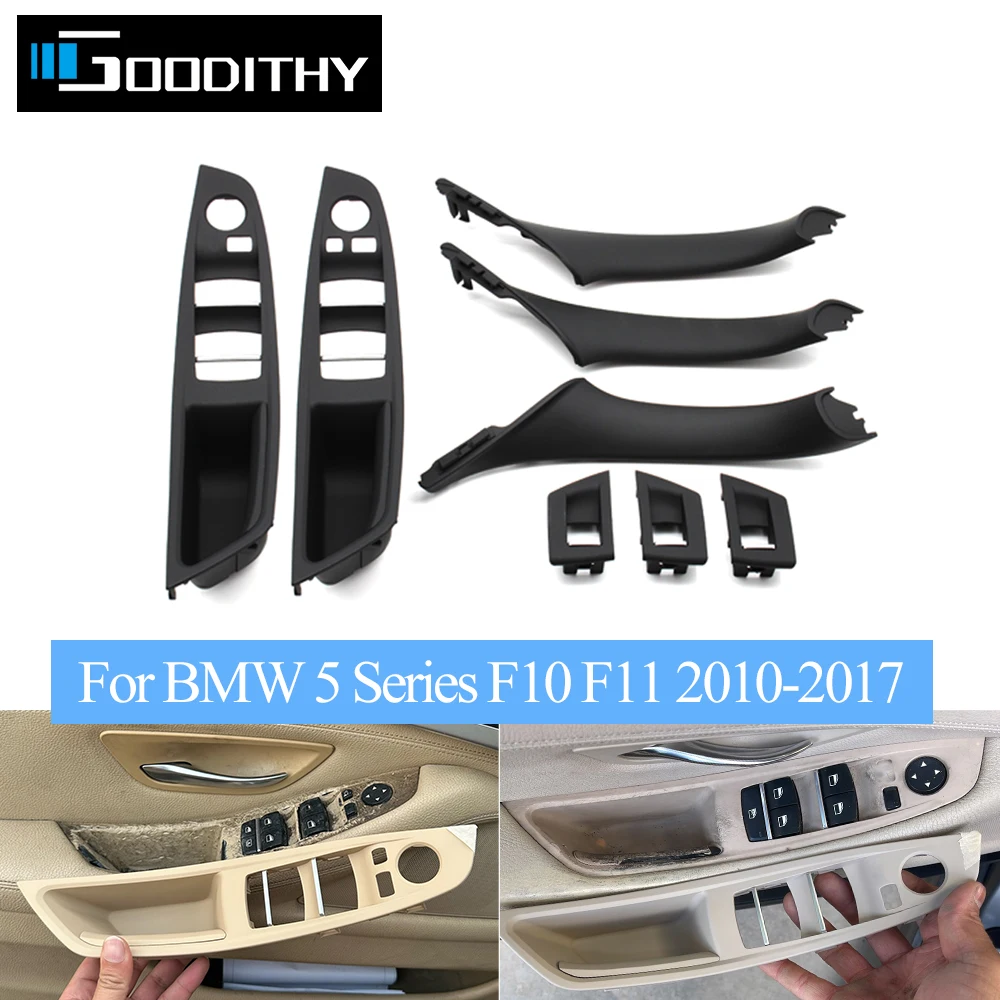 Panel de interruptor de reposabrazos de coche de fibra de carbono LHD, embellecedor de cubierta de manija de puerta para BMW serie 5, F10, F11, 520, 523, 525, 528, 530, 535