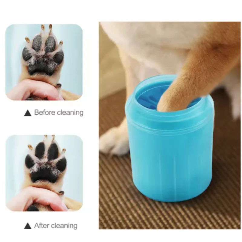 Taza limpiadora de patas de perro, peines de silicona suaves, lavadora de pies portátil para mascotas al aire libre, cepillo de limpieza de patas, cubo de limpieza de pies de lavado rápido