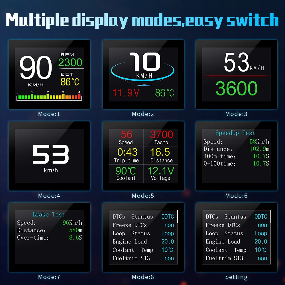 Pantalla frontal de coche P10 OBD2 HUD, velocímetro Digital TFT LCD, ordenador de bordo automático con consumo de combustible, temperatura del agua