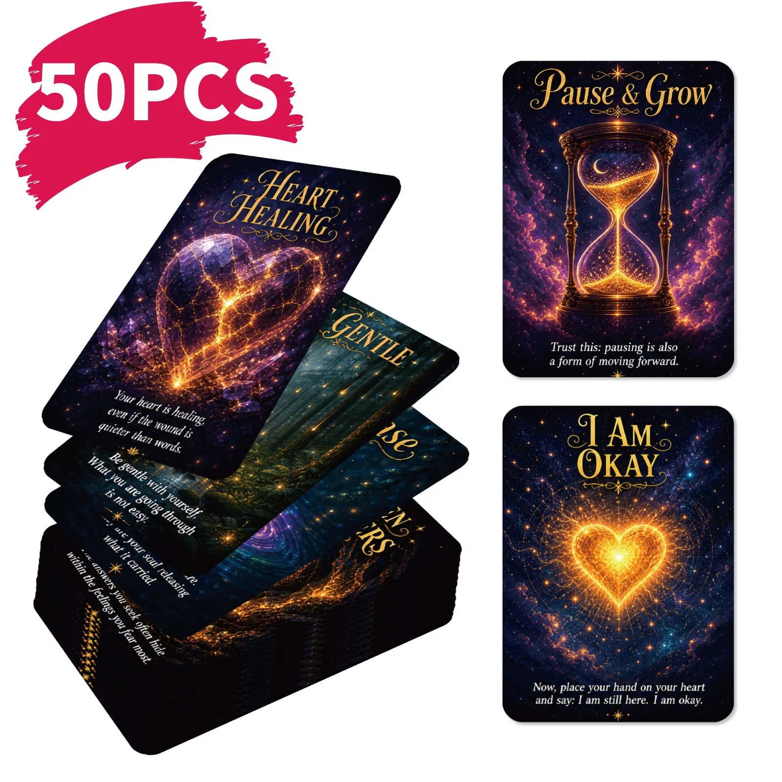 50 Tarjetas de Oráculo Espirituales Cósmicas, Cielo Estrellado, Energía Positiva, Deseos, Meditación, Inspiración, Estilo Tarot