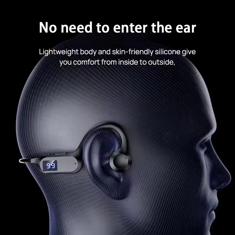 Auriculares inalámbricos Bluetooth con conducción de aire, con micrófono, ranura para tarjeta MicroSD, auriculares deportivos impermeables para correr y nadar