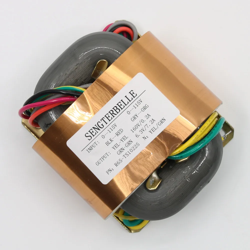 Transformador de potencia de cobre puro R65-TS10225 80W R Core 160 + 6,3 V/7.2A para amplificador de tubo Audio sonido doméstico