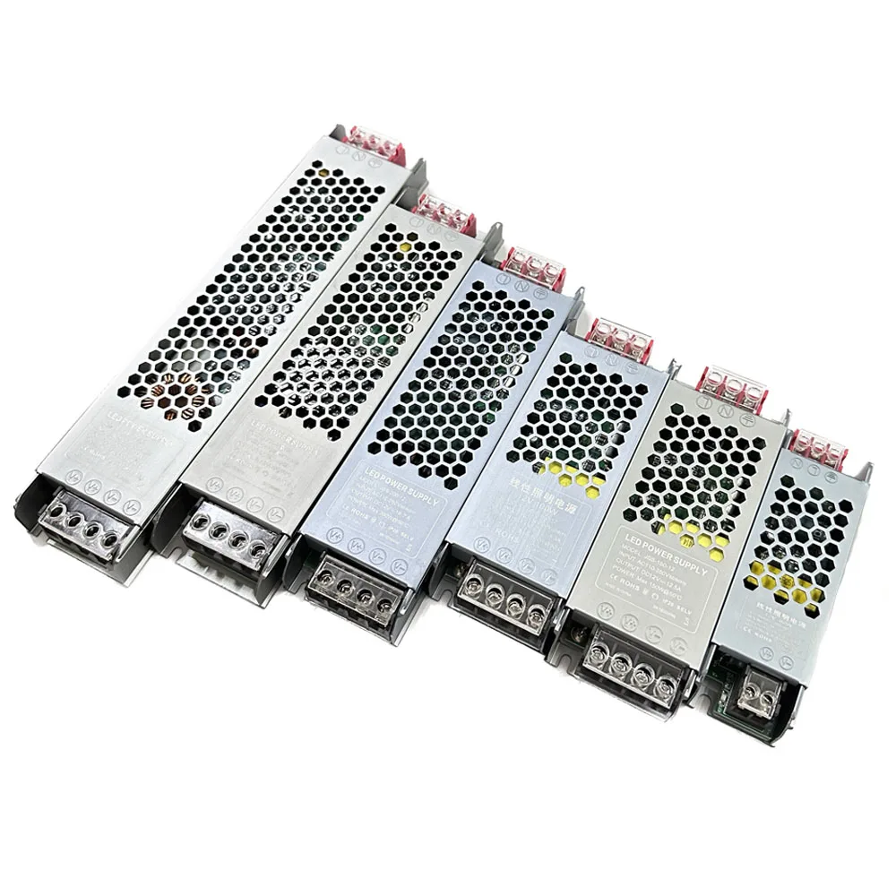 Controlador de fuente de alimentación de interruptor ultrafinoAC110-240V a DC 12V 24V transformadores de iluminación 100W 200W 400W controlador de potencia de interruptor