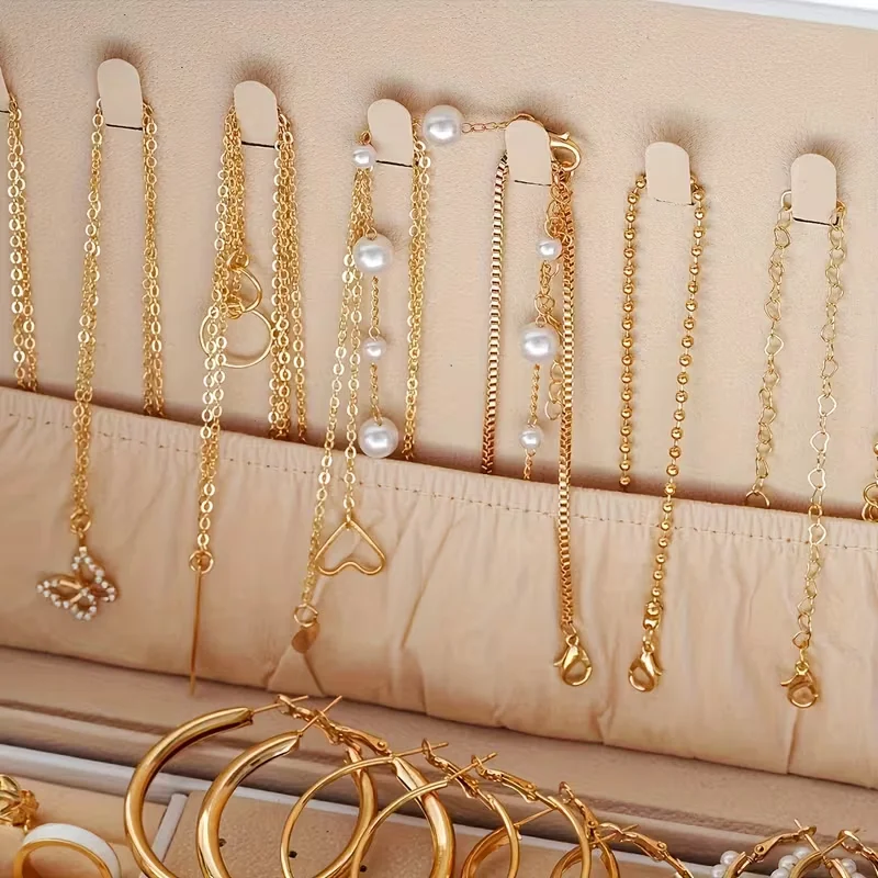 Juego de 86 piezas de joyería de moda para mujer, con perlas, aleación, aretes, collares, anillos, pulseras apilables, estilo bohemio, para fiesta o uso diario, sin caja.