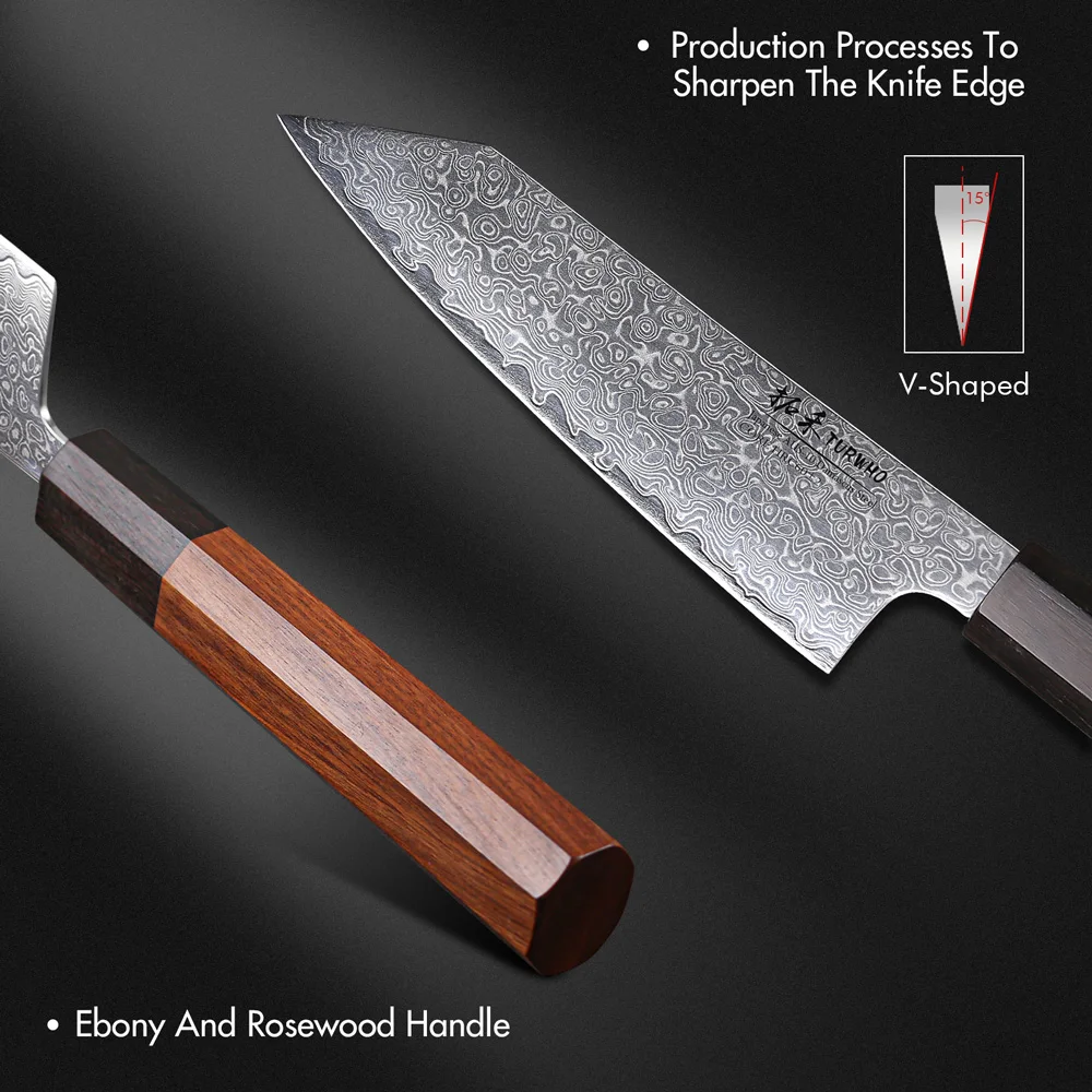 TURWHO-cuchillo de cocina de 5 ", cuchillos de Chef de acero damasco forjado a mano japonés, pelador de carne vegetal, cuchillo de fruta, herramientas de cocina