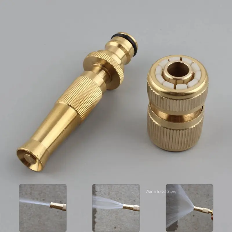 Boquilla de pulverización, pistola de agua de latón, pulverización directa de alta presión, conector rápido, manguera para el hogar, aspersor de jardín de presión ajustable